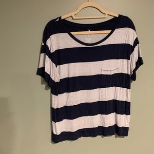 Blue and White Striped Hollister Tee-Shirt